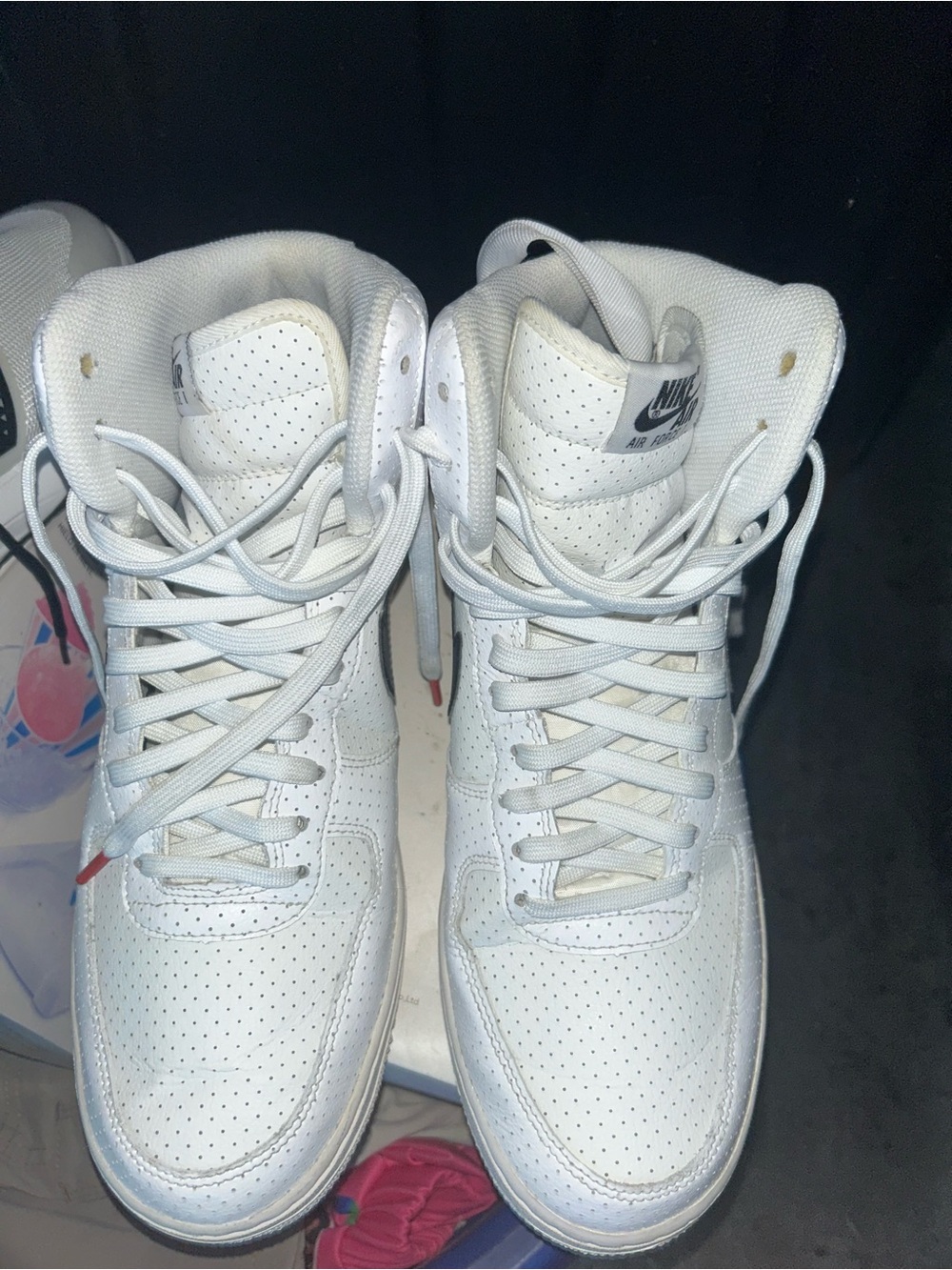 Nike Men’s White High-Top Sneakers with Perforated Upper size 10.5